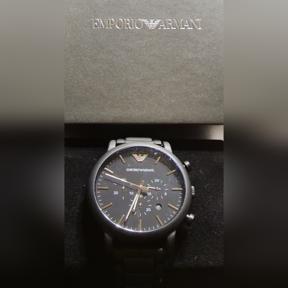 Emporio Armani Men's Black Stainless Steel Watch - Picture 1 of 12